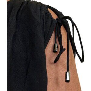 V-Neck Tie Sleeve Black Top - a.n.a.  XL